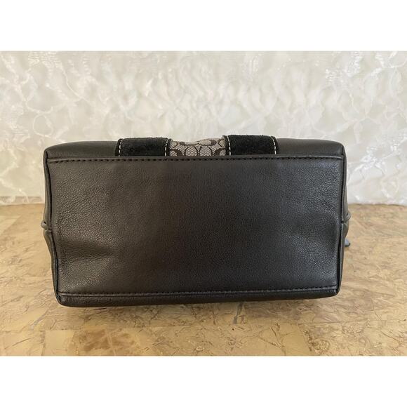 Vtg COACH signature black canvas / leather suede fabric Y2K Demi mini bag - Picture 6 of 9